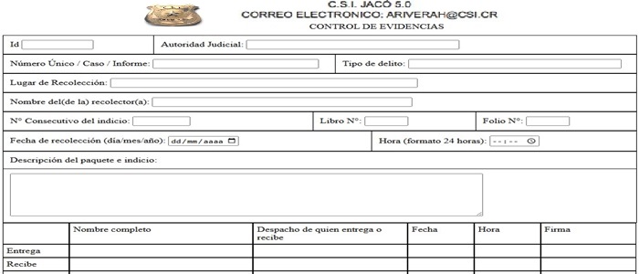 C.S.I. Jaco 5.0 ETIQUETA EVIDENCIAS